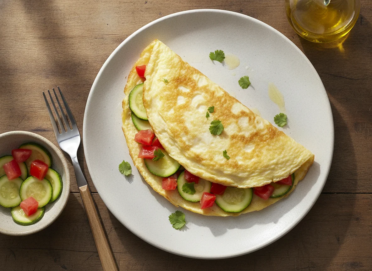 Omelette de claras con calabacitas y jitomate photo