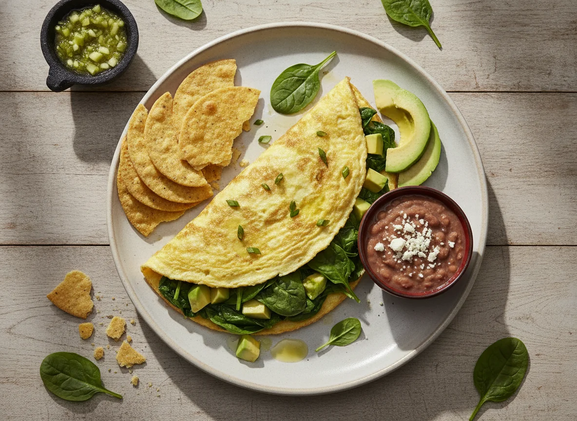 Omelette de espinacas con aguacate y tostadas Salmas photo