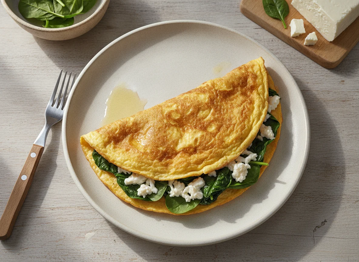 Omelette de espinacas y queso photo