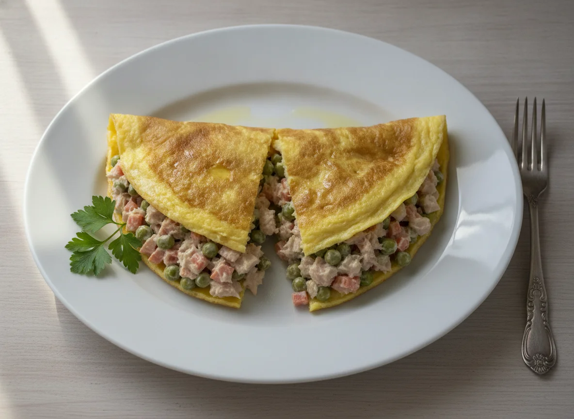 Omelette relleno de ensalada de atún photo