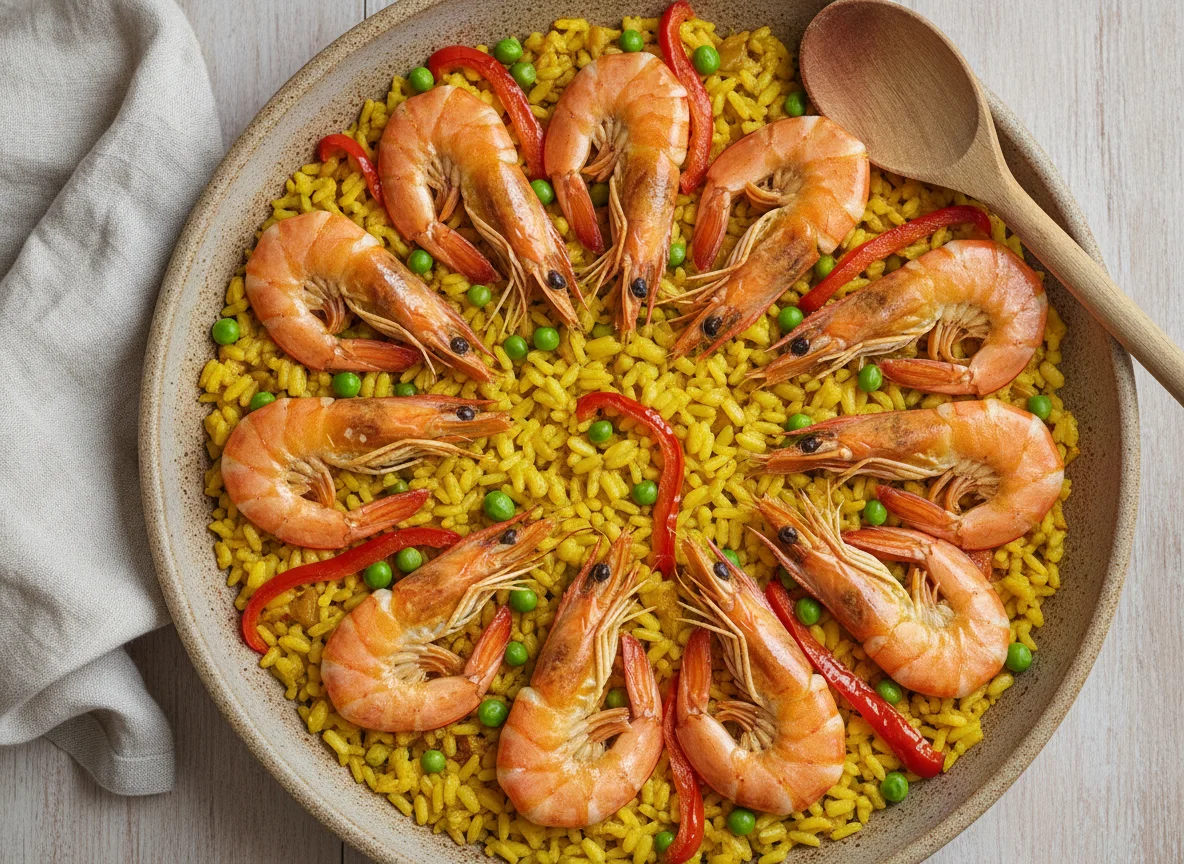 Paella de marisco y verduras photo