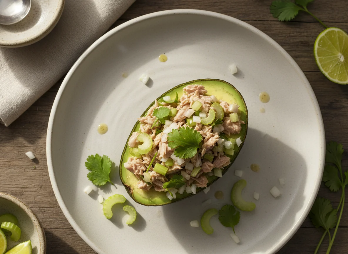 Palta rellena con atún y apio photo