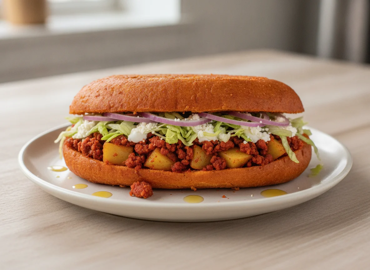 Pambazo de papa con chorizo photo