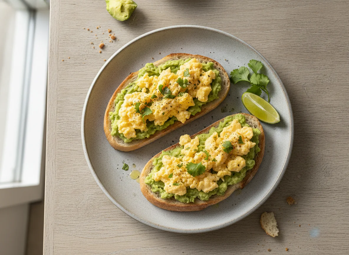 Pan con huevo y palta photo