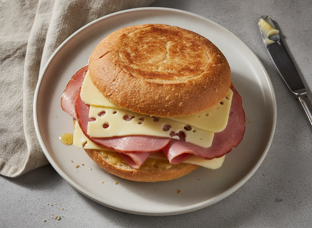 Pan con jamón y queso photo
