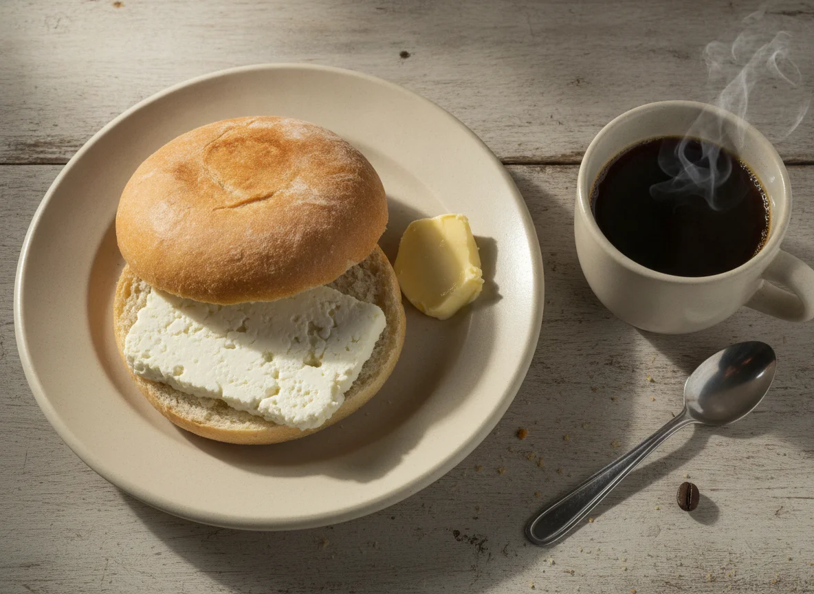 Pan con queso y café photo