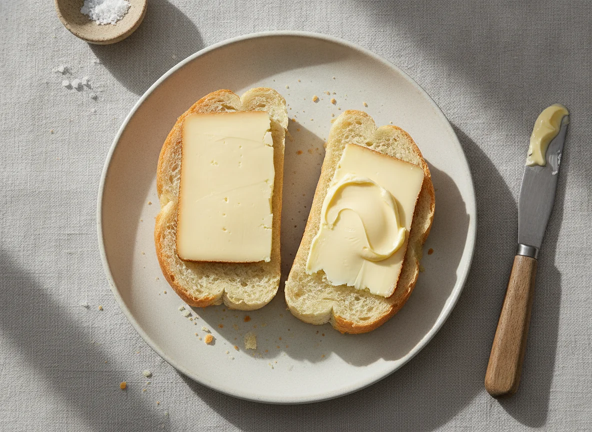 Pan con queso y mantequilla photo