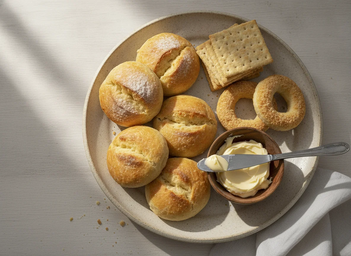 Pan y galletas con mantequilla photo