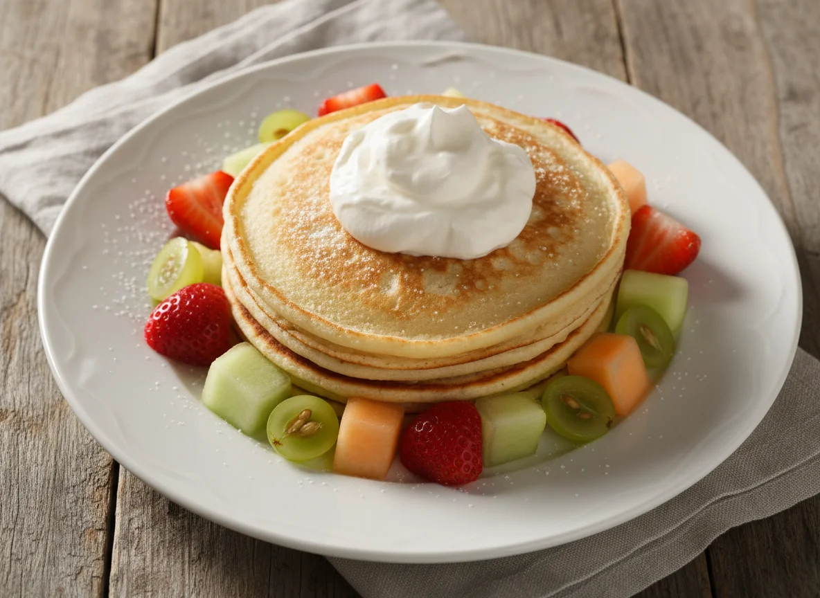 Panqueques con fruta y crema photo