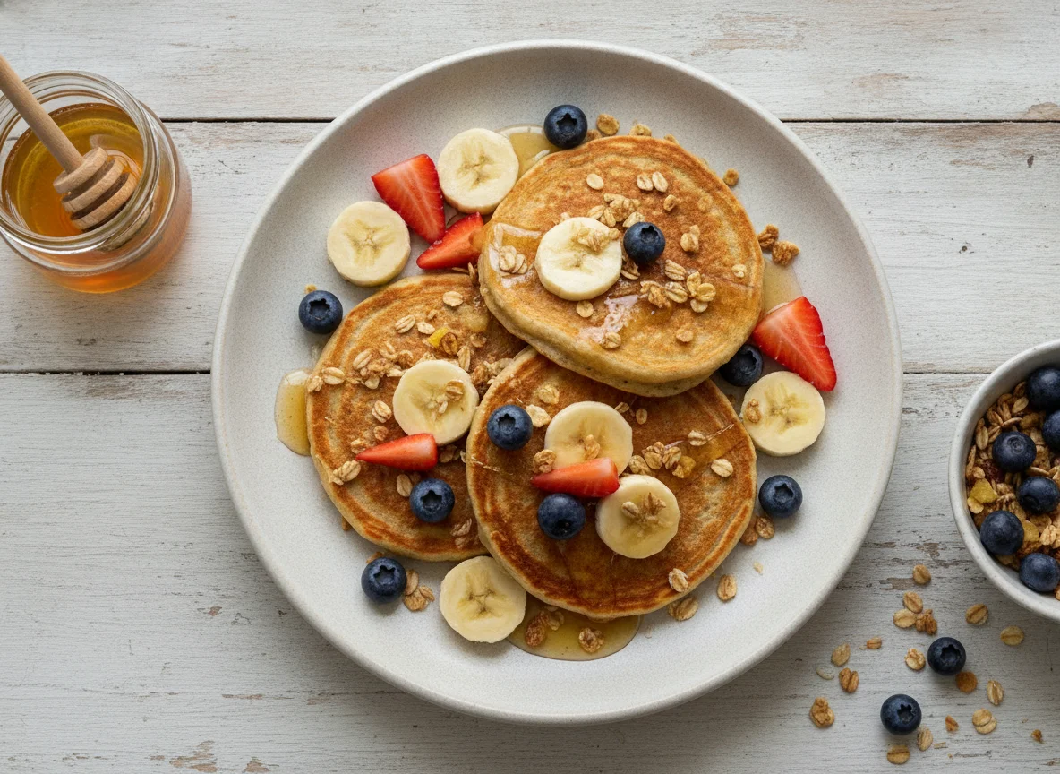 Panqueques de Avena con Frutas y Miel photo