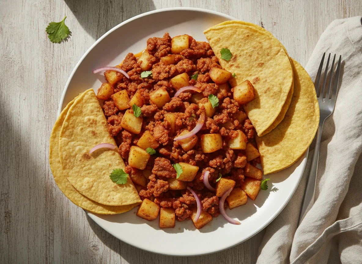 Papas con chorizo y tortilla photo