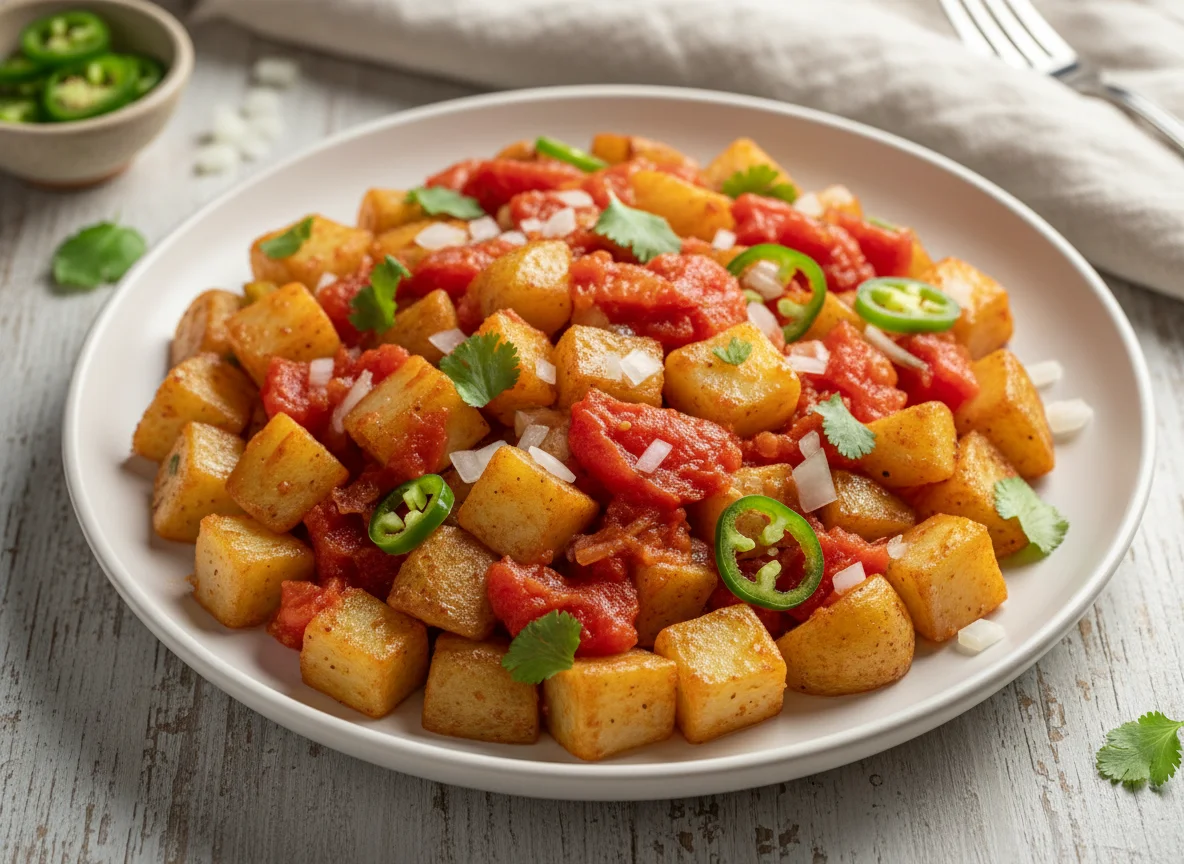 Papas con jitomate y chile photo