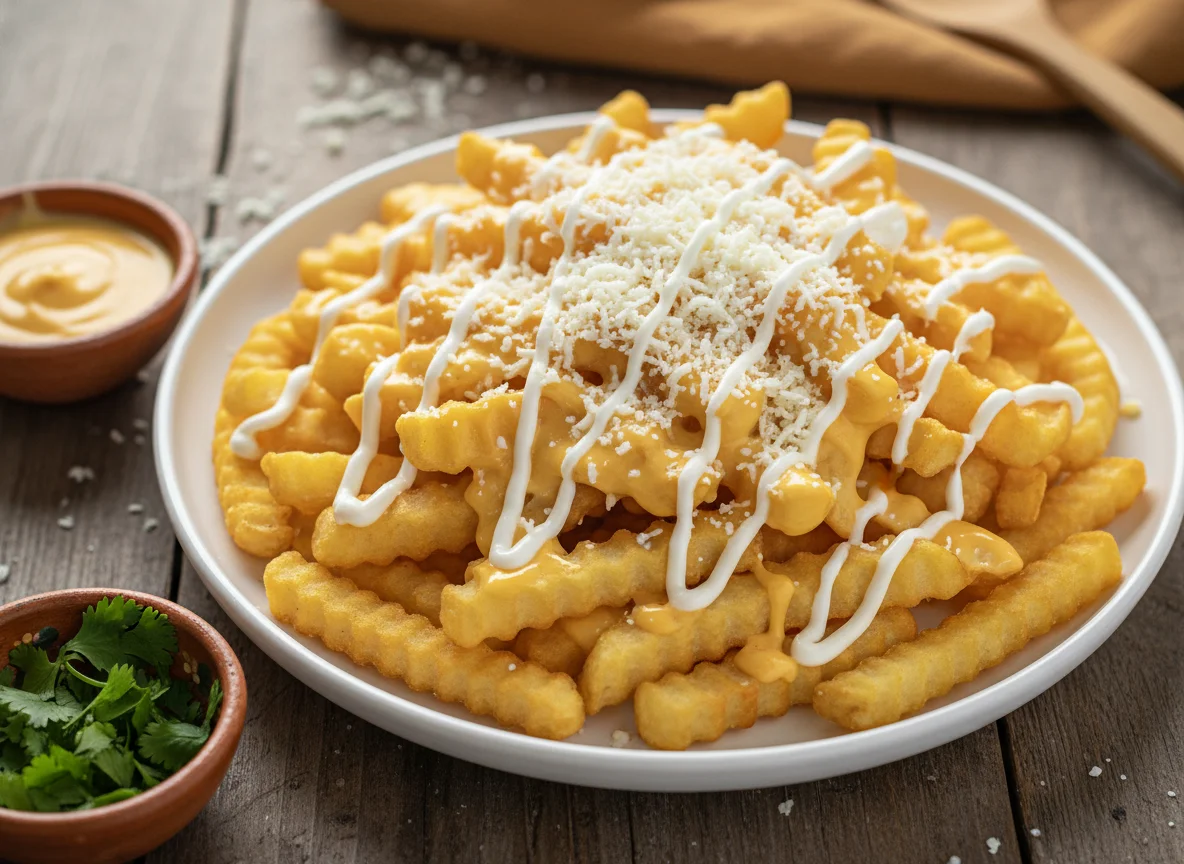 Papas fritas con queso photo