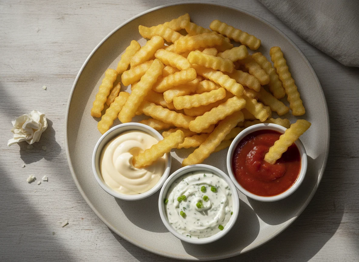 Papas fritas con salsas photo