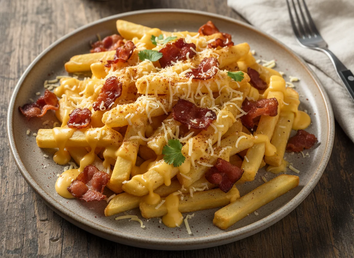 Papas locas con tocineta y queso photo