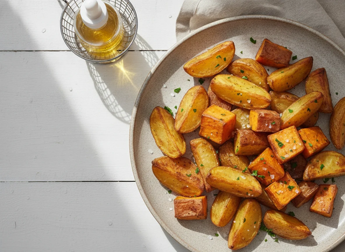 Papas y batatas rústicas al air fryer photo