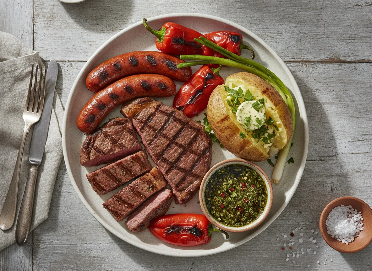 Parrillada mixta con papa asada photo