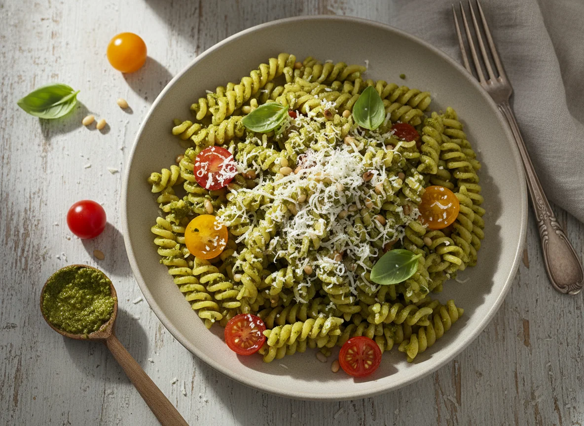 Pasta con Pesto y Queso photo