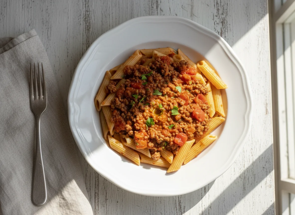 Pasta con salsa boloñesa photo