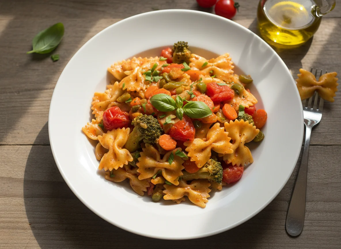 Pasta con salsa de verduras photo