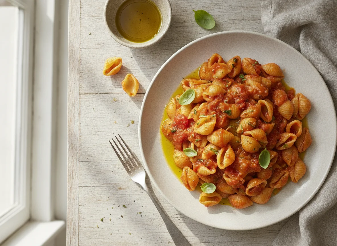 Pasta con tomate photo