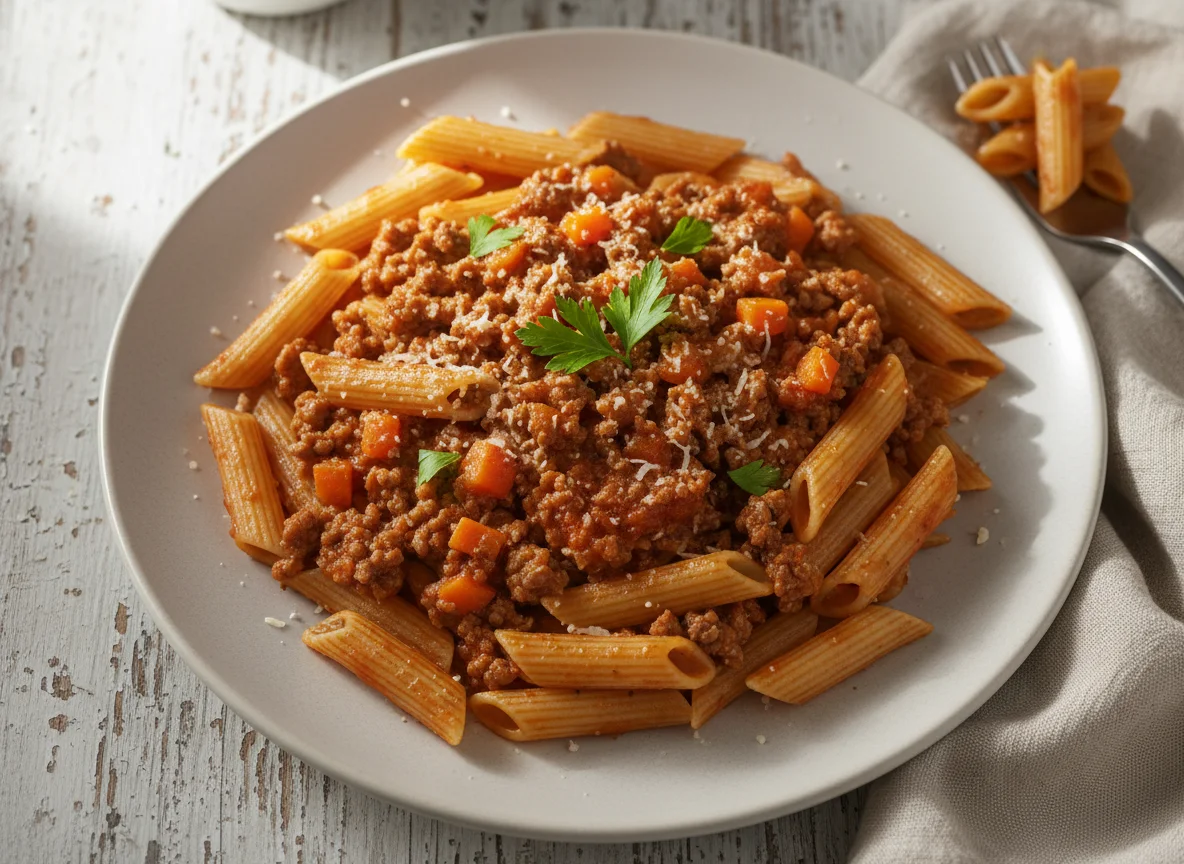 Pasta Penne a la Boloñesa photo