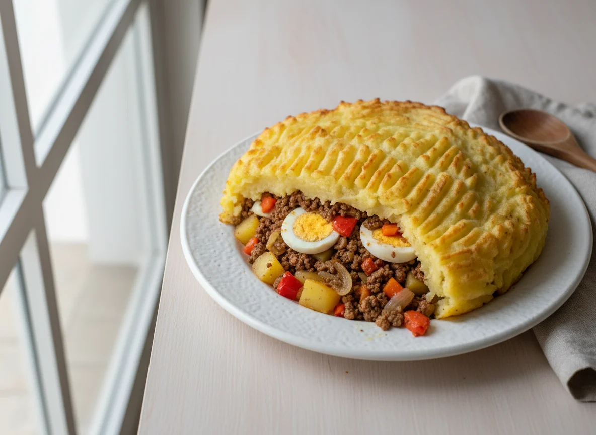 Pastel de carne y papas photo