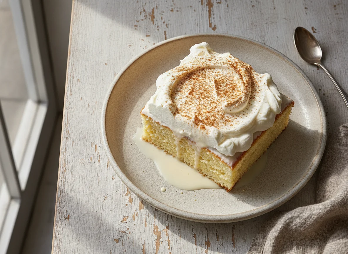 Pastel de tres leches con crema photo