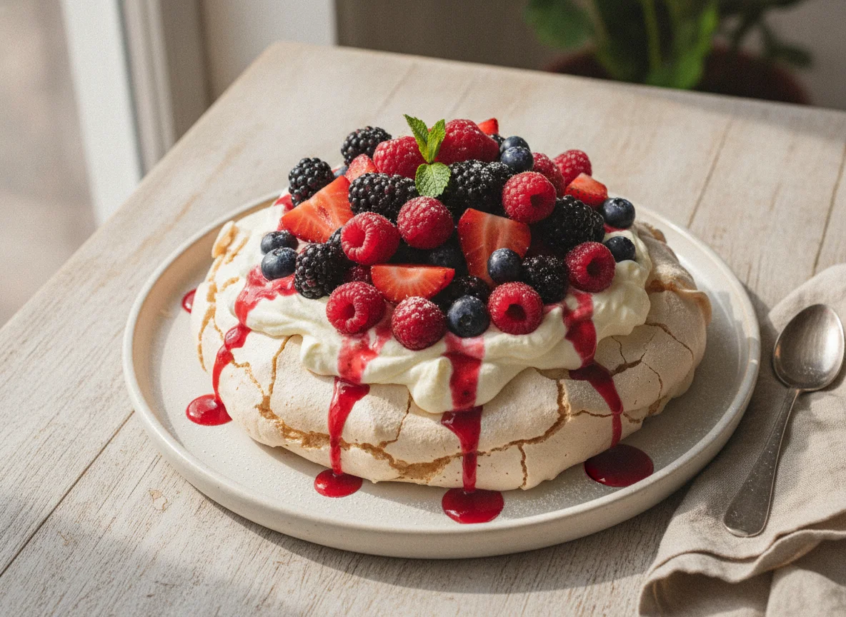 Pavlova de frutos rojos photo