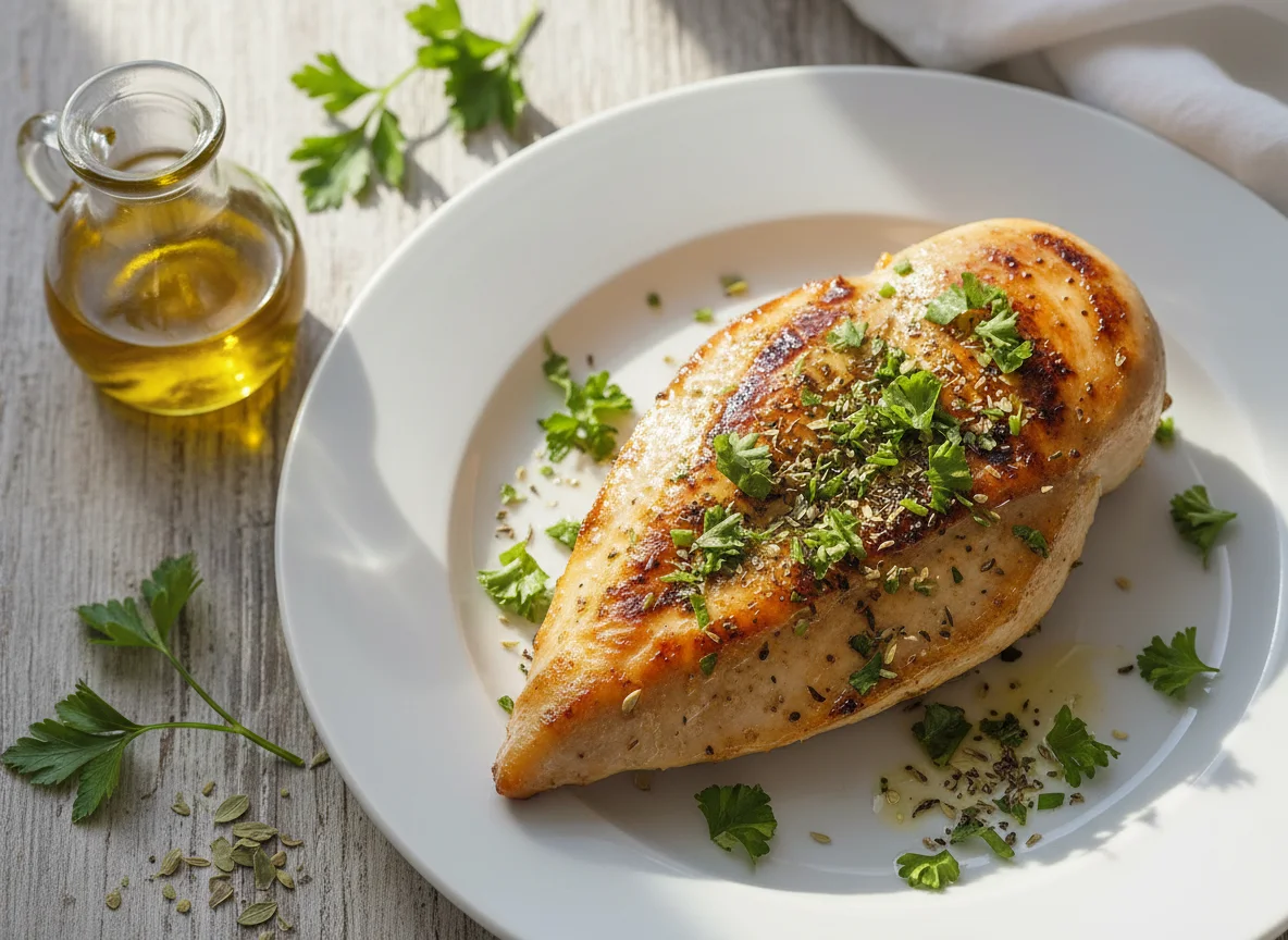 Pechuga de pollo a la plancha con hierbas photo