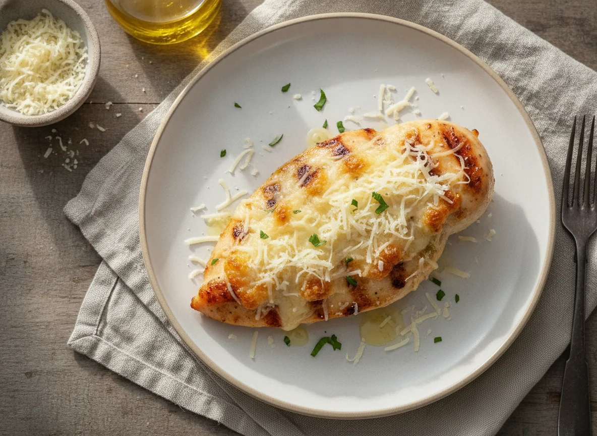 Pechuga de pollo a la plancha con queso photo