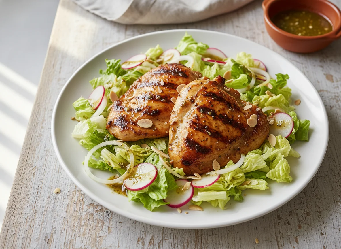 Pechuga de pollo asada con ensalada photo