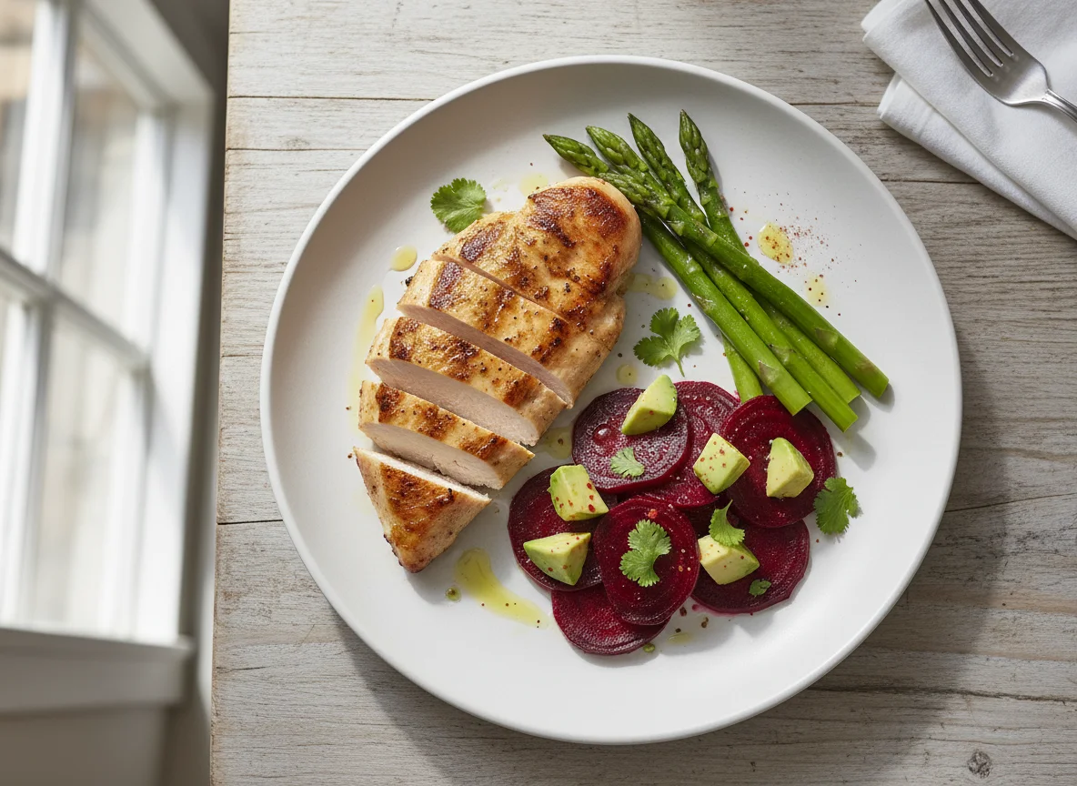 Pechuga de pollo con vegetales photo