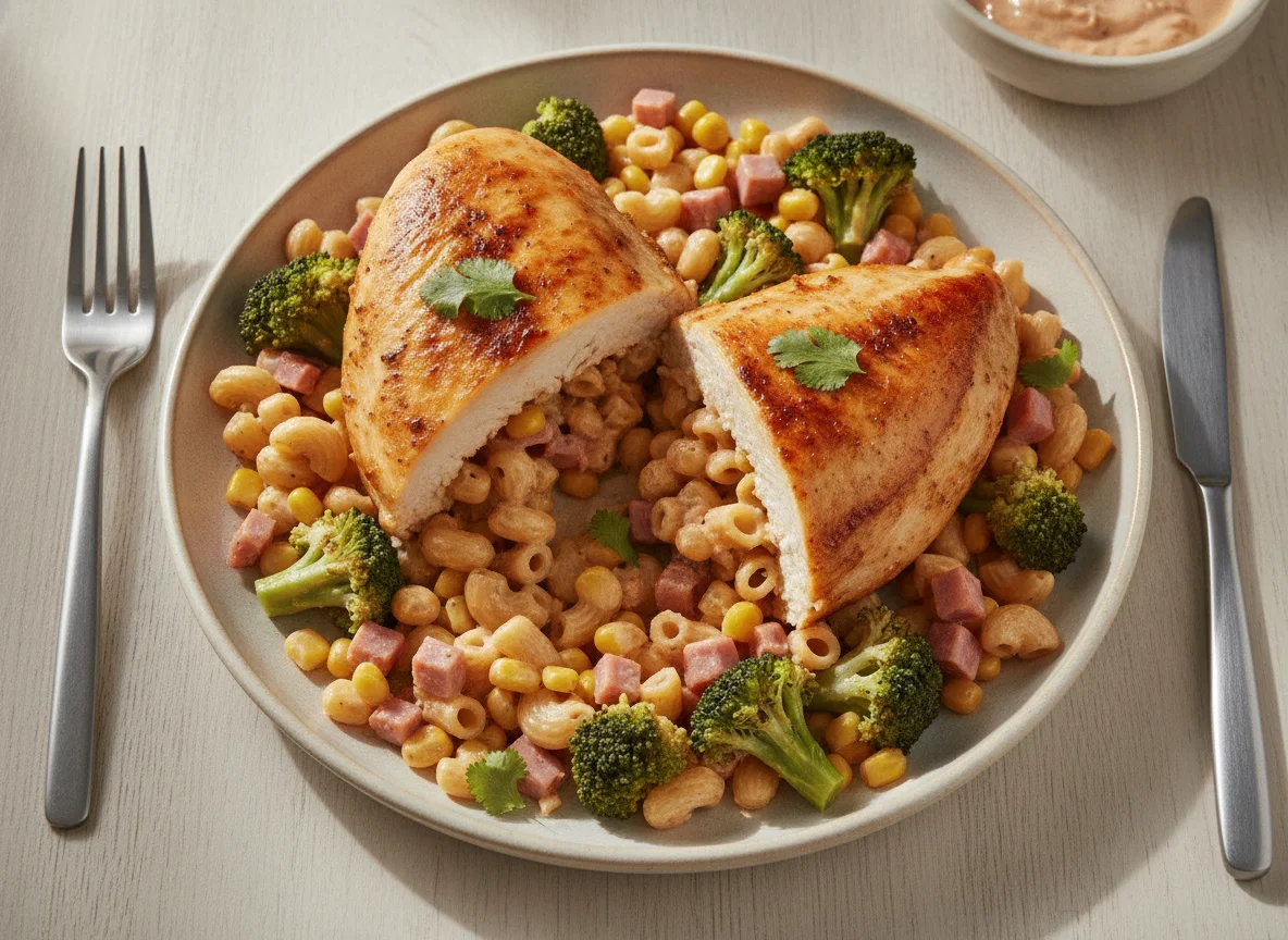 Pechuga de pollo rellena con pasta cremosa photo