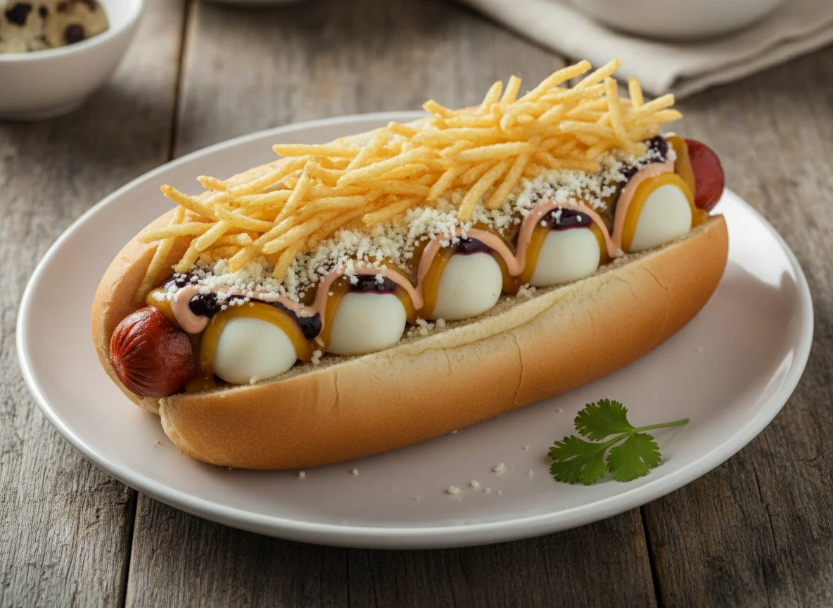 Perro Caliente Colombiano con Huevos de Codorniz photo