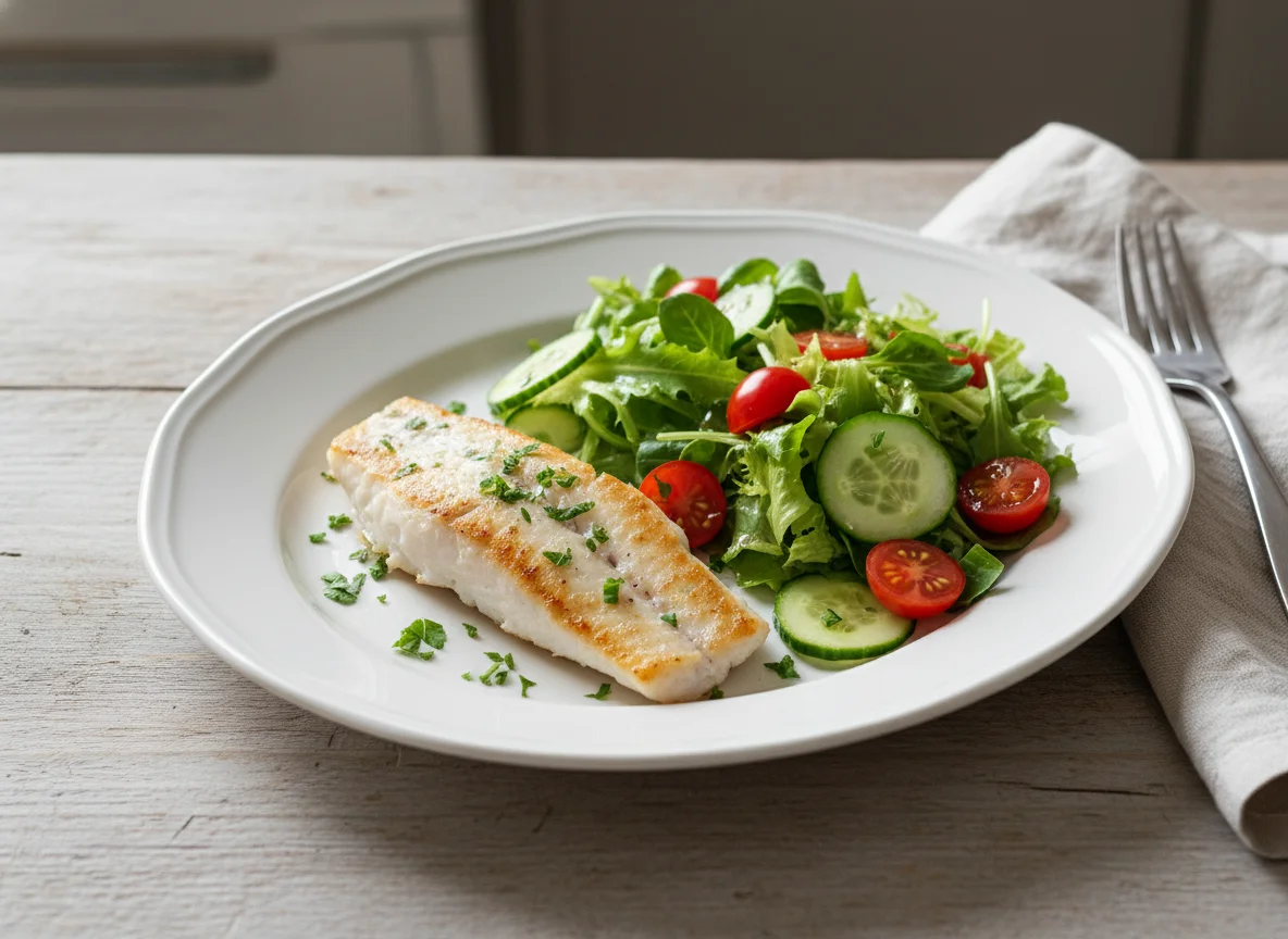 Pescado con ensalada photo