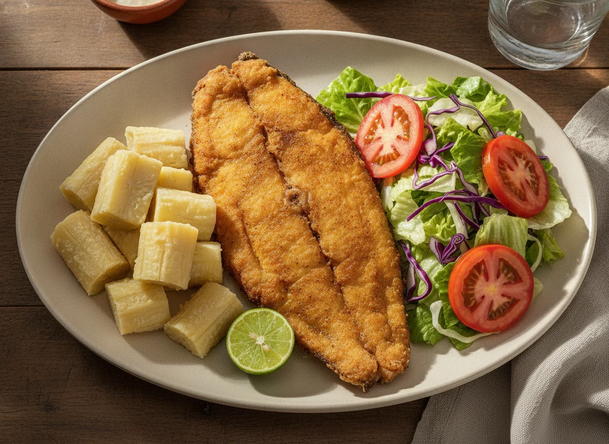 Pescado Frito con Ensalada y Yuca photo