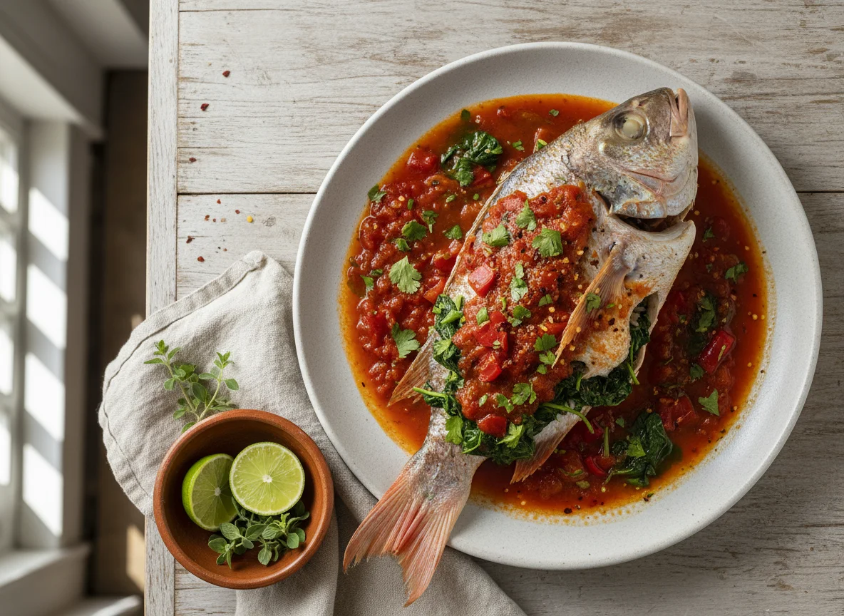 Pescado Relleno en Salsa Roja photo