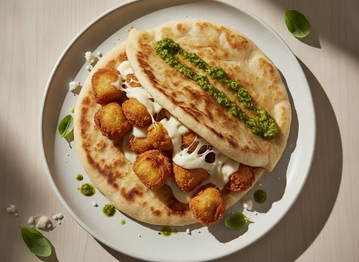 Piadina con tortellini fritos photo