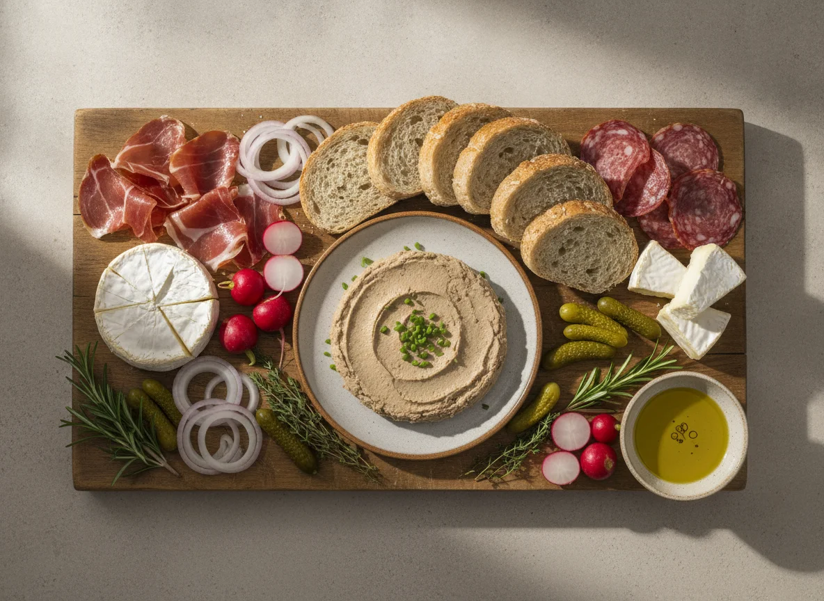 Picada de embutidos y paté con pan integral photo