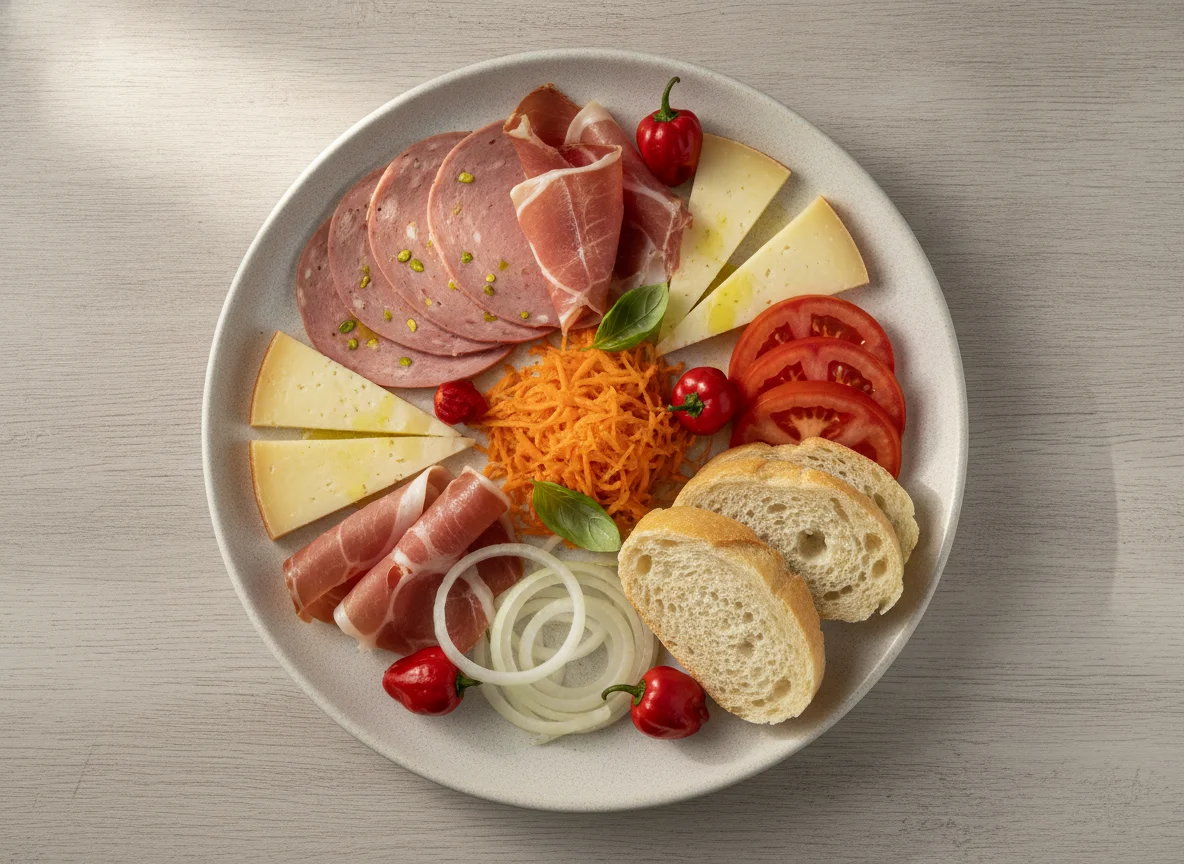 Picada de embutidos y vegetales photo