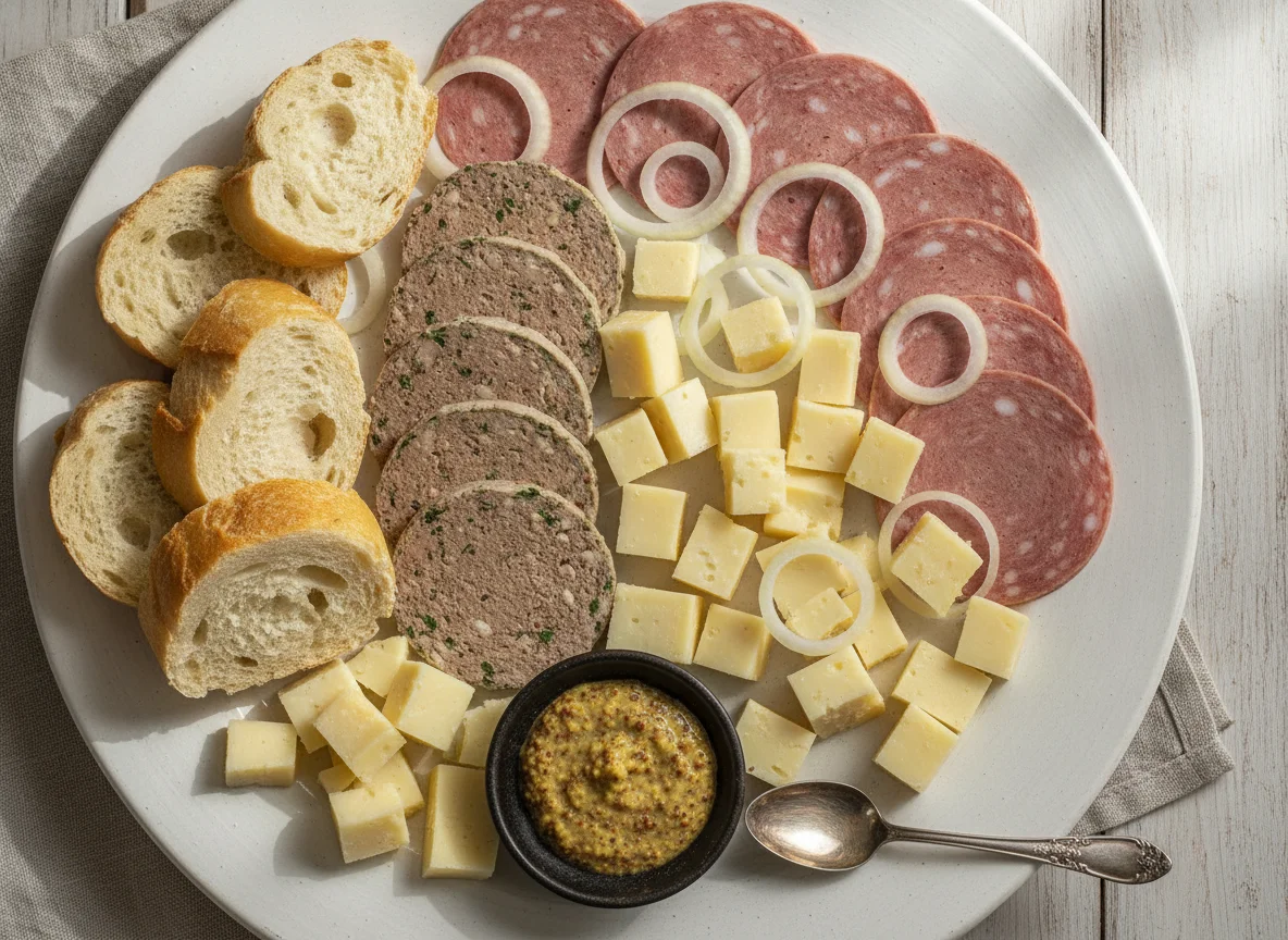 Picada de fiambres y queso con pan photo