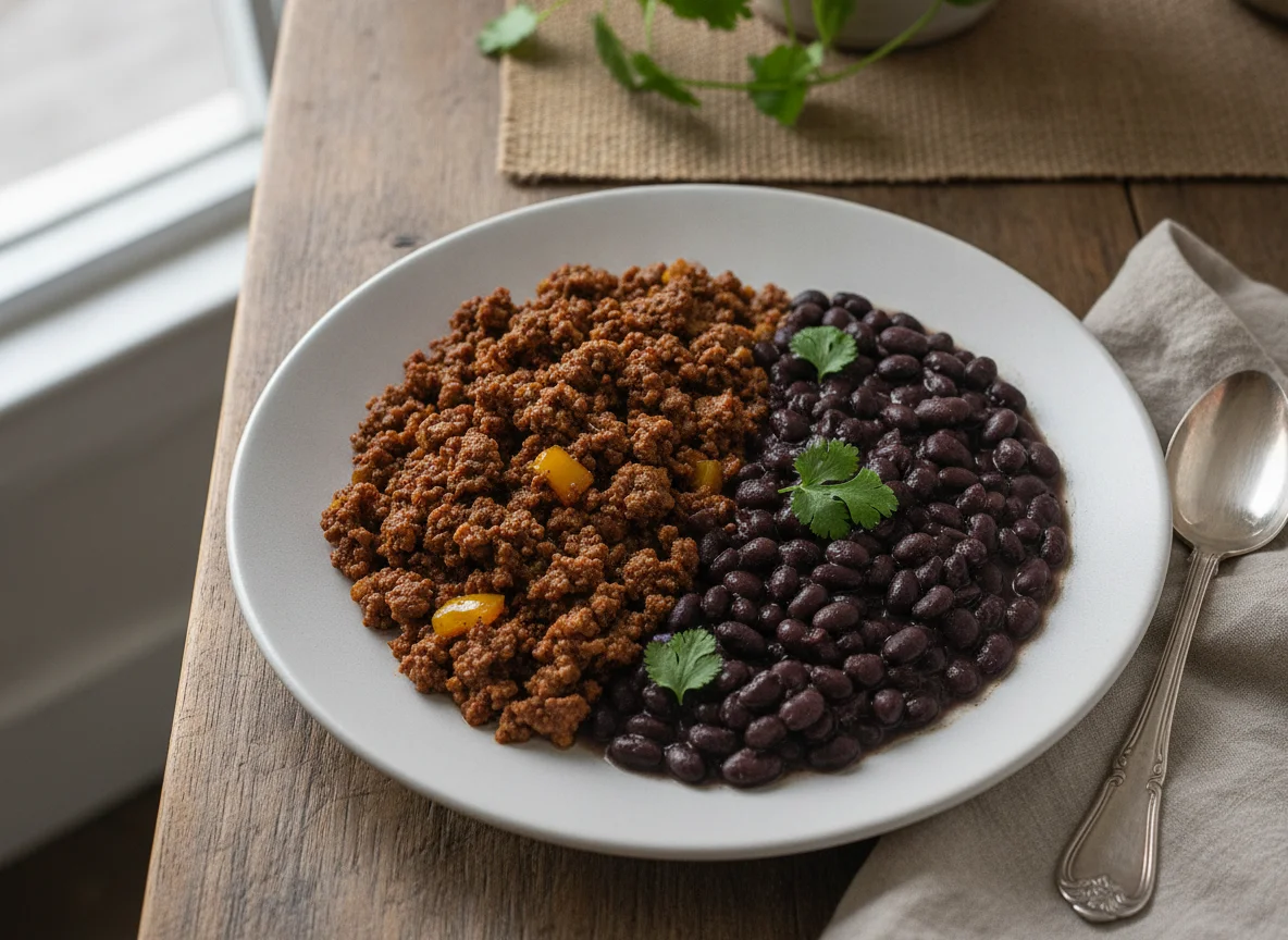 Picadillo con frijoles negros photo