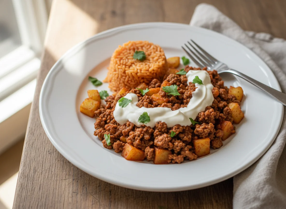 Picadillo con papas y crema photo