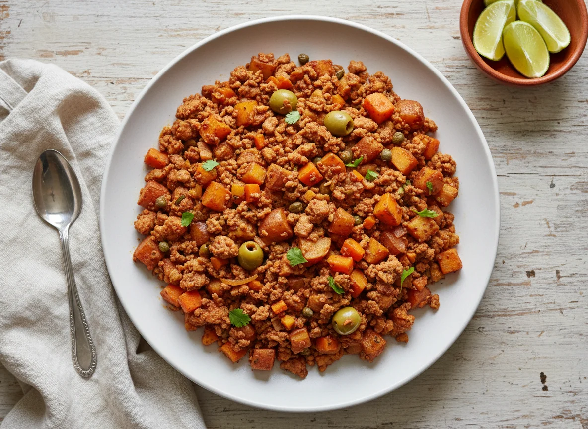 Picadillo de pavo con papas y zanahorias photo