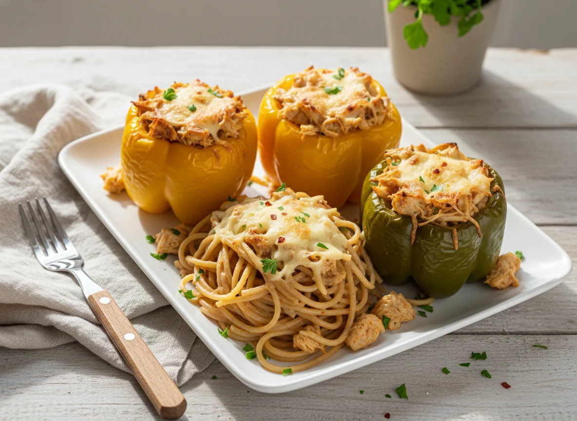 Pimientos rellenos con pasta photo