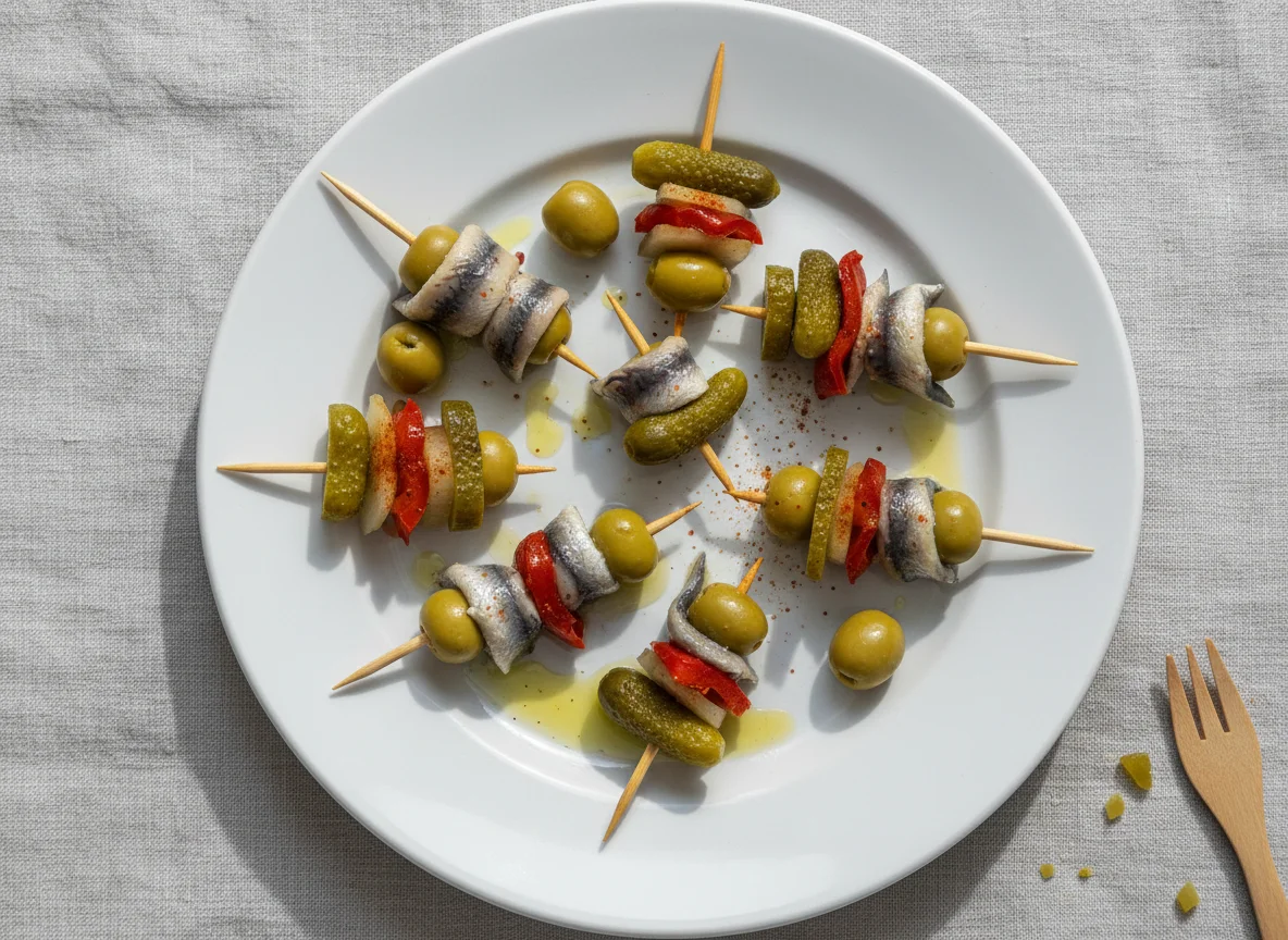 Pinchos de anchoa y encurtidos photo