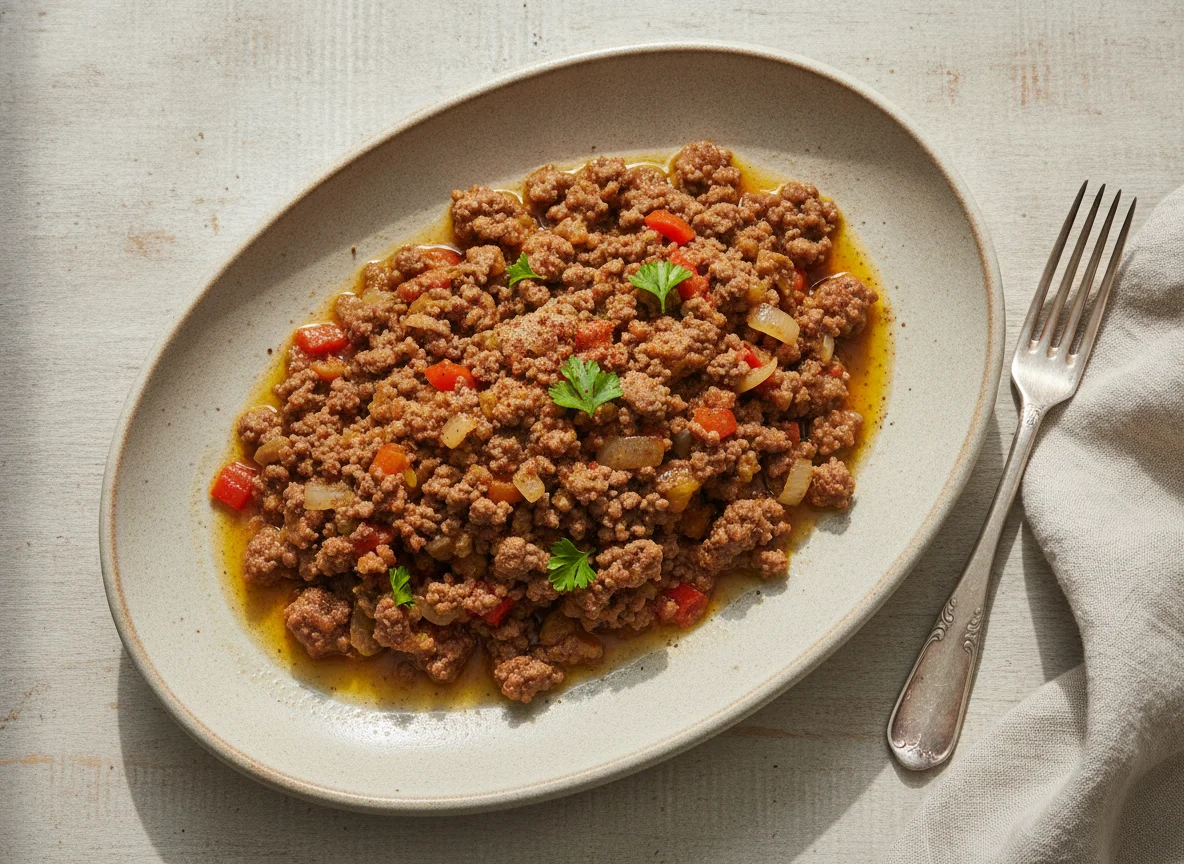Pino de carne molida con verduras photo