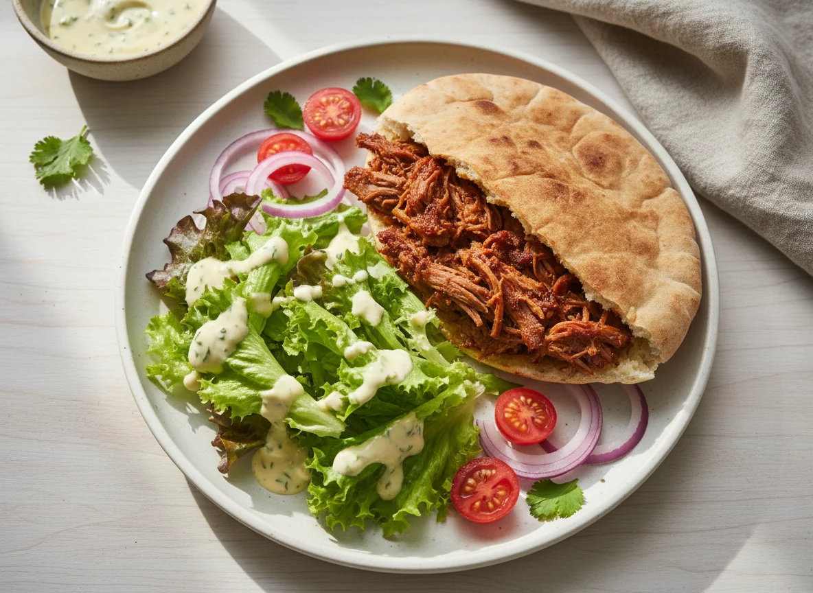 Pita con carne y lechuga photo