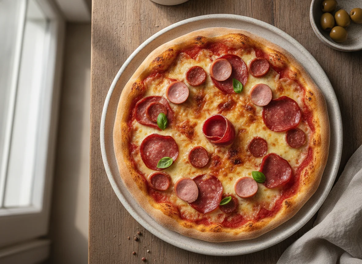 Pizza casera con embutidos photo